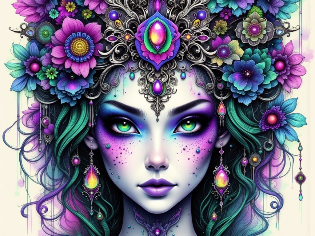 Futuristic Gothic Princess in Neon Colors