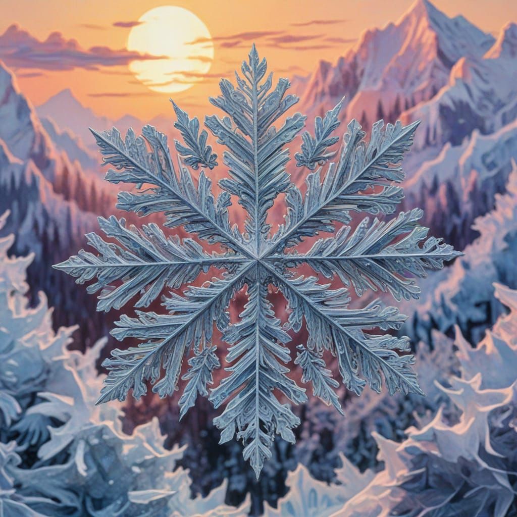 Ethereal Sunrise Crystal Spiral in Gouache Style