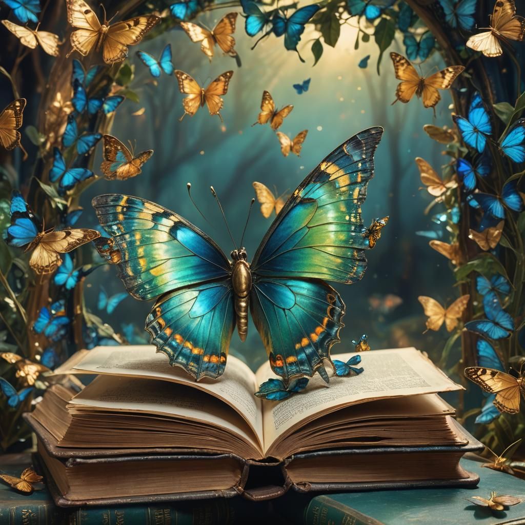 Butterfly with Soulful Eyes, Klimt-Inspired Oil Painting