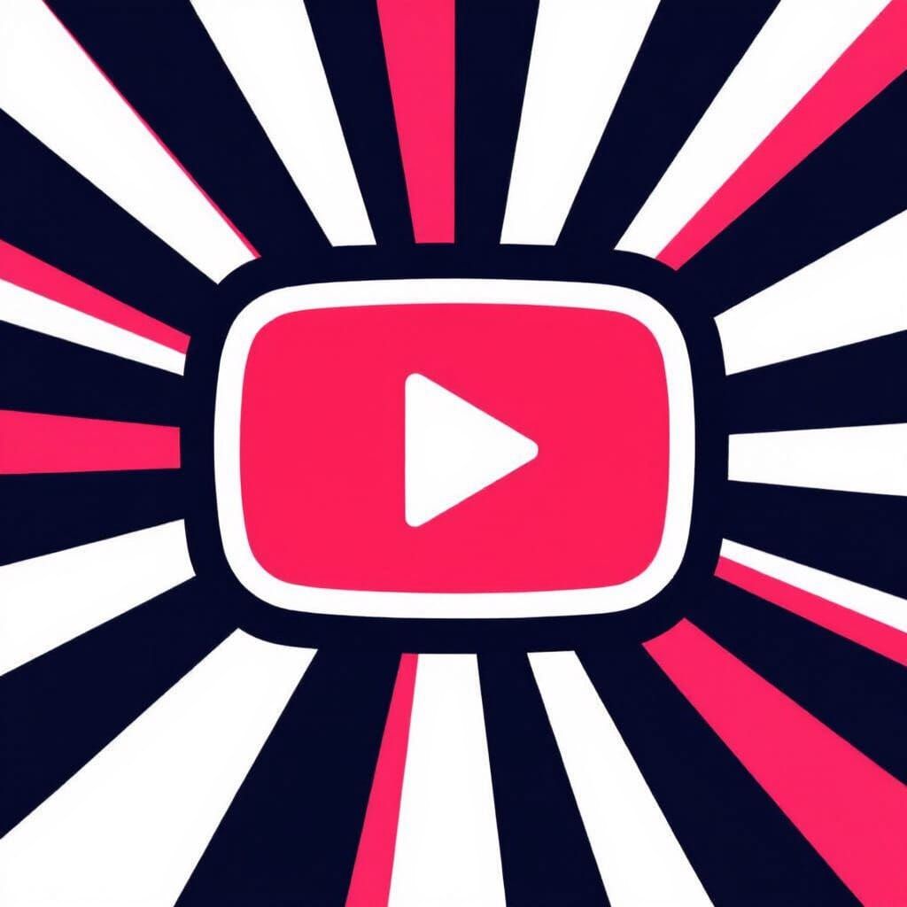 Minimalist Pink YouTube Logo with White Outline