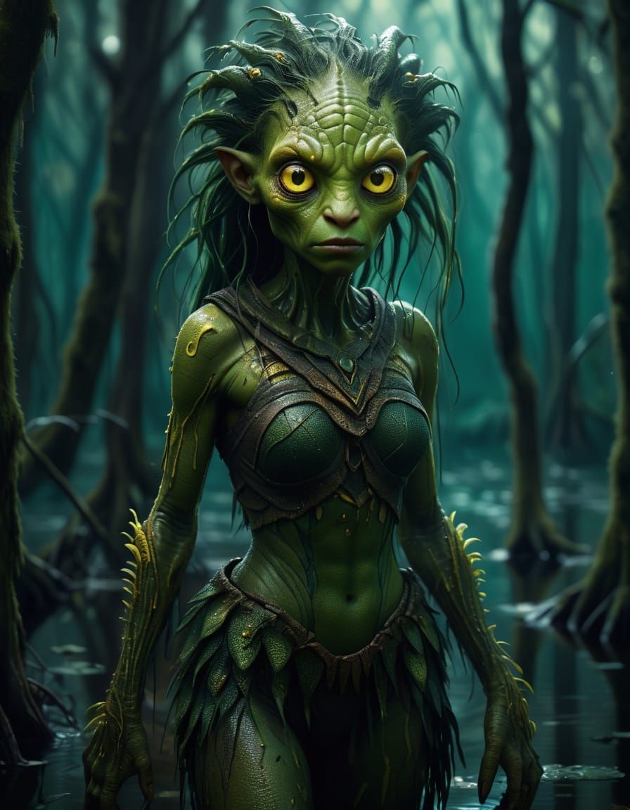 Anthropomorphic Swamp Creature in Hyper-Realistic Style