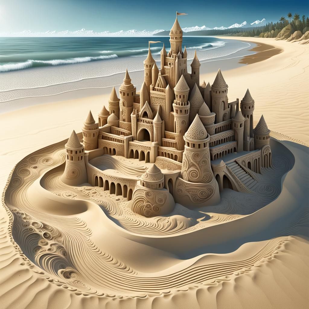 Detailed Sand Castle with Volumetric Lighting