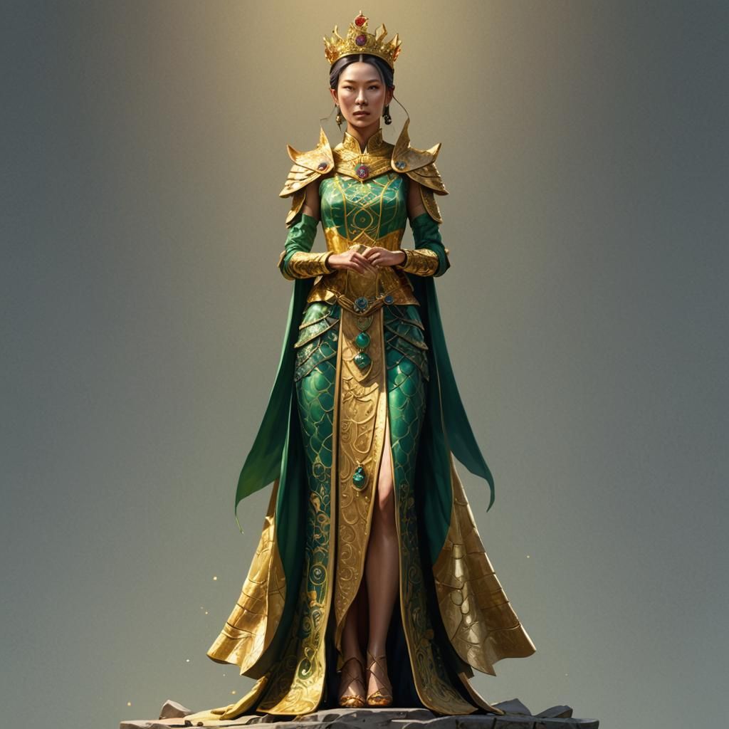 Golden Scaled Yuan-ti Woman Portrait in Fantasy Art Style