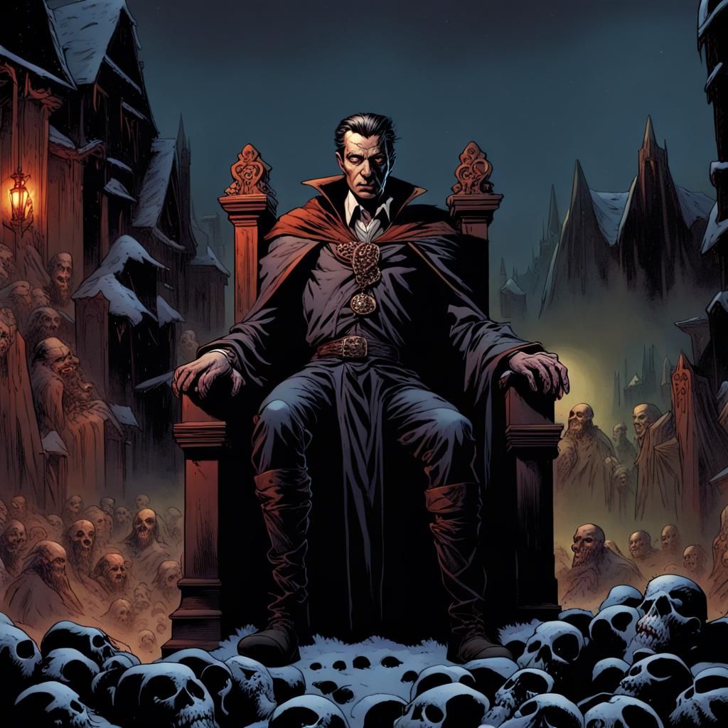Vampire King Commands Undead Horde: Comic Book Art