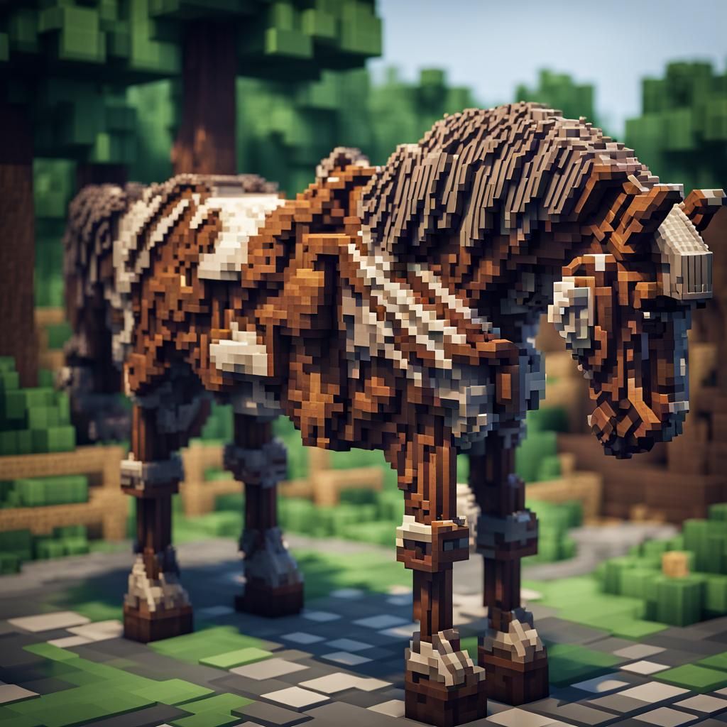 Hyperrealistic Minecraft Horse in Cinematic Style