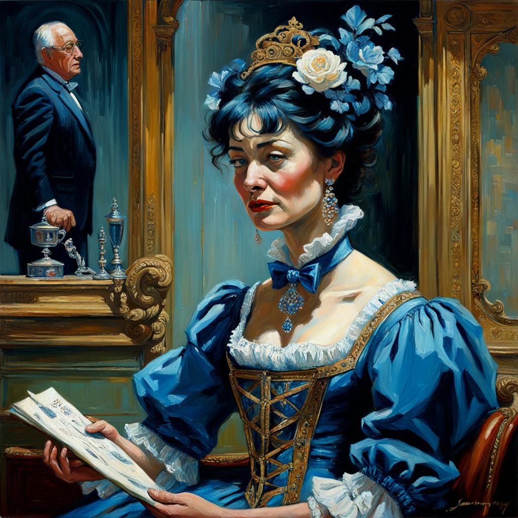 Oil Painting of Muse Inspiring Poet