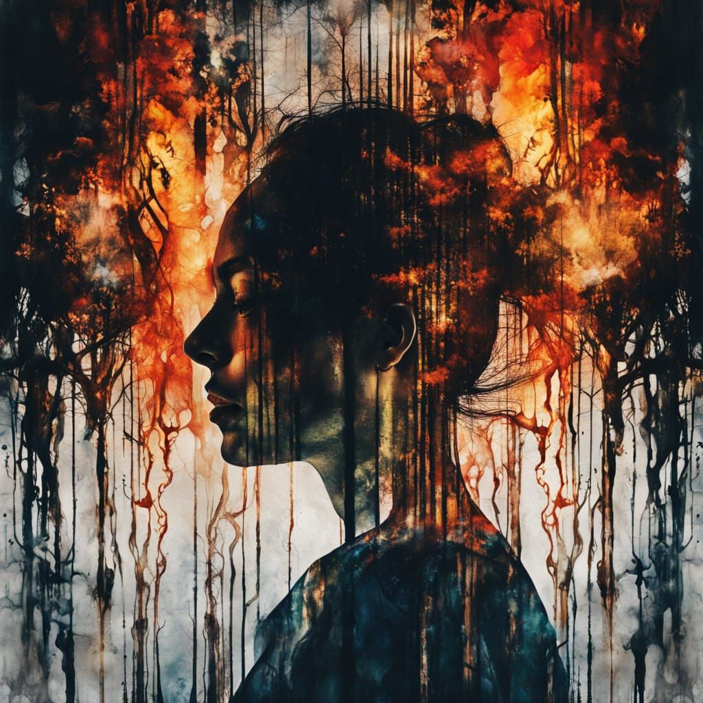 Abstract Shadows of Fiery Anger Unleashed