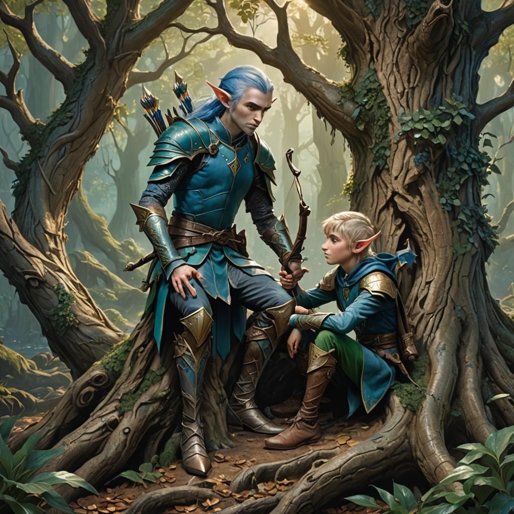 Silvan Elf with Bow in Emerald Forest