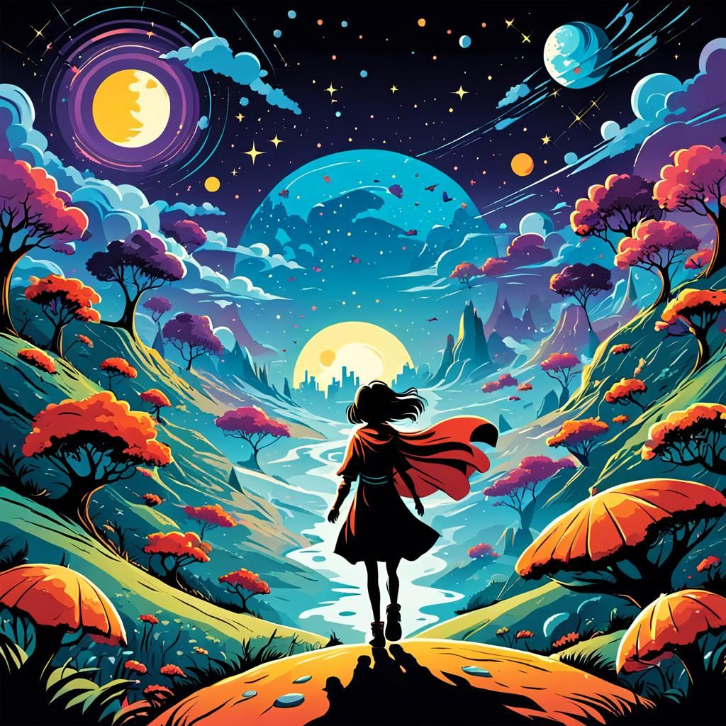 Happy Comic Dreamscape in Vector Art