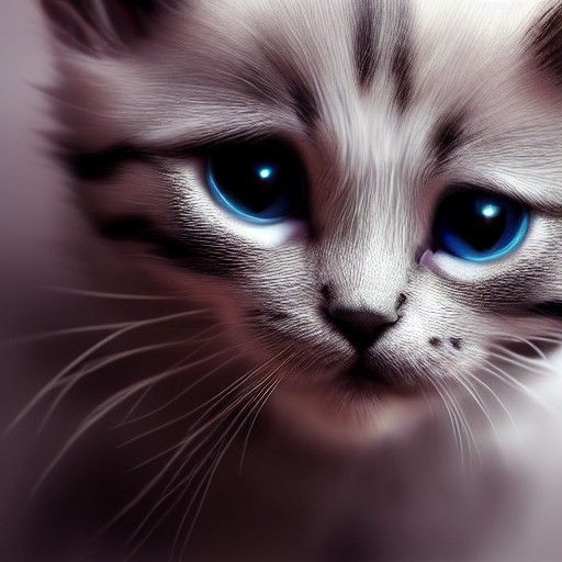 Hyperrealistic Cute Kitten in Detailed Matte Painting