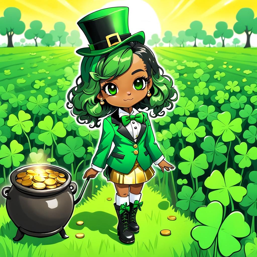 Chibi AngelicMintz On St Patrick's Day With Her Pot of Gold 🍀💰🌈✨