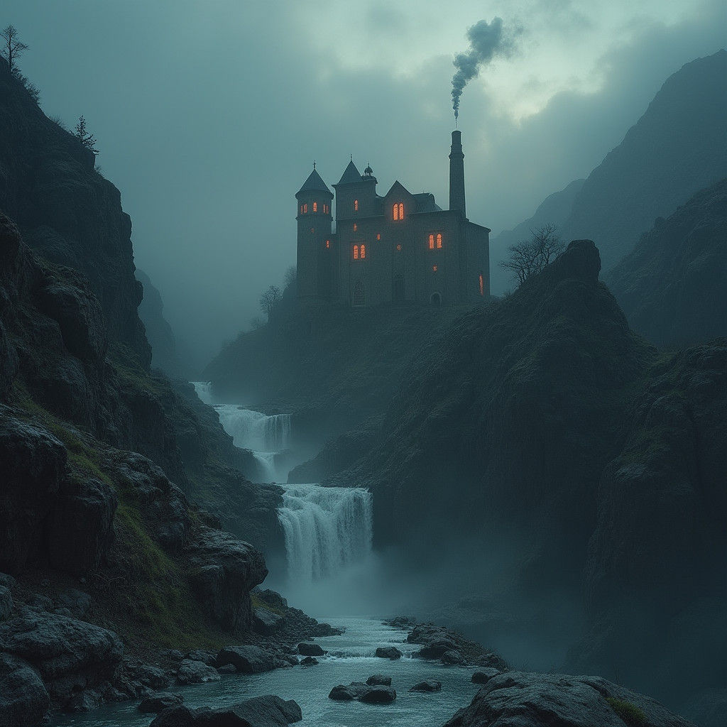 Mystical Iranian Monastery in Beksiński-Inspired Landscape