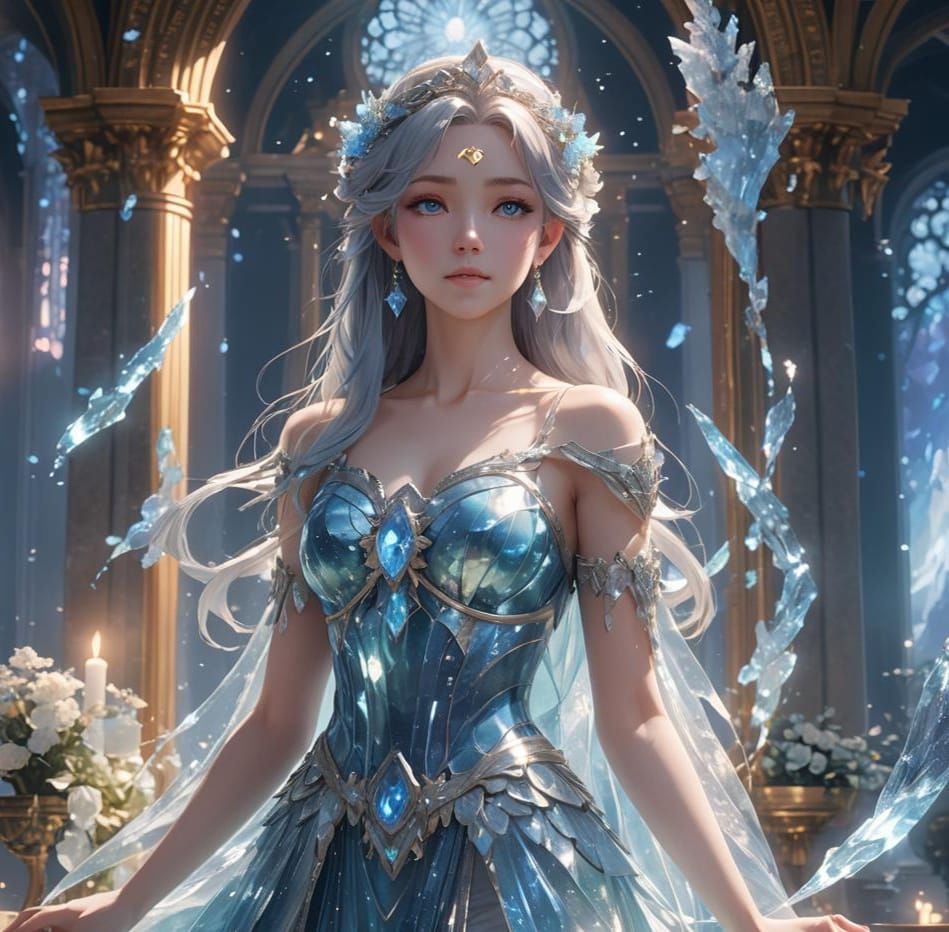 Goddess of Cerulean in Anime Style