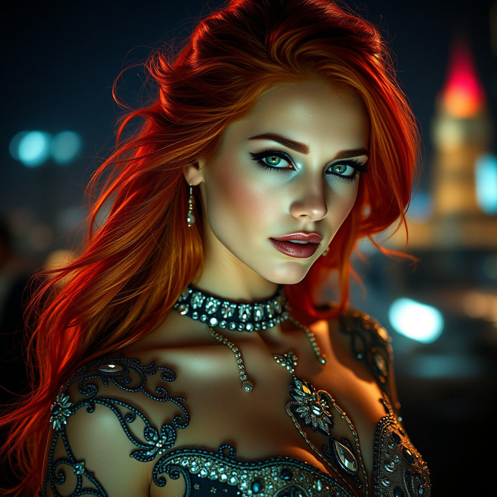 Ravishing Redhead with Radiant Green Eyes
