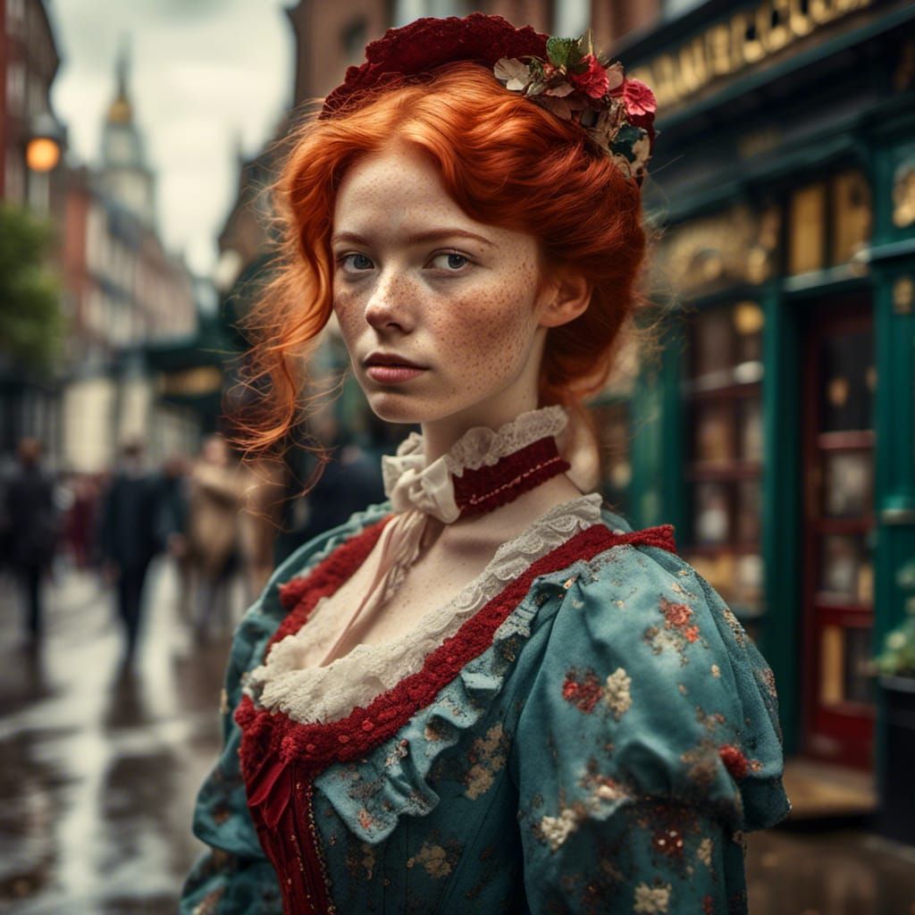 Victorian Woman with Red Hair in London