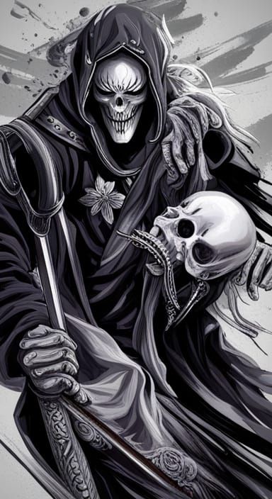 Shinigami Samurai Reaper with Enchanted Katana