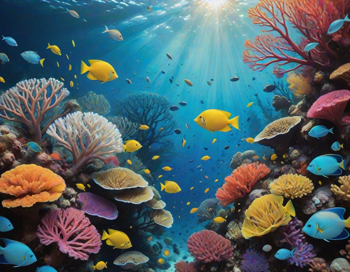 Vibrant Coral Reefs of the Great Barrier Reef in Hyper-Reali...