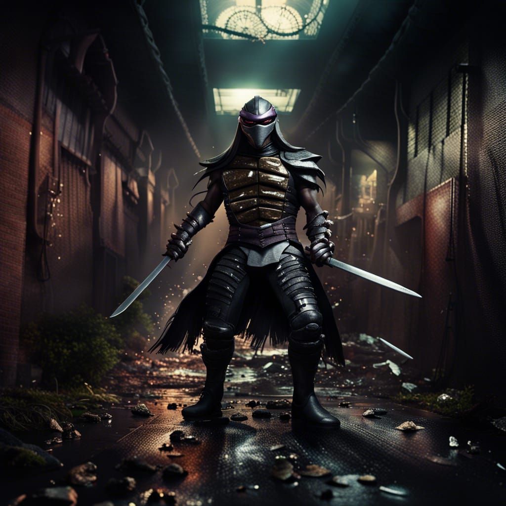 Bruce Lee as Shredder in Dark Sewer, Pixar Style