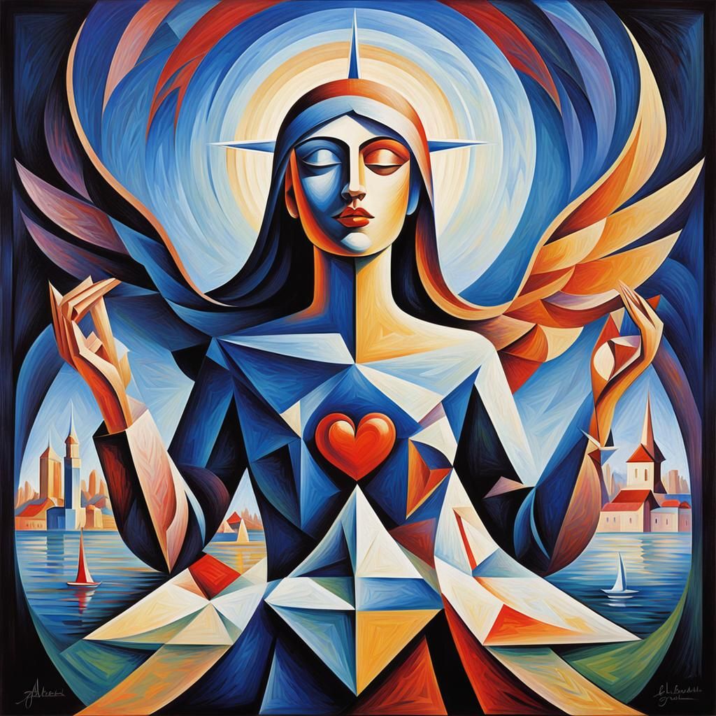 Abstract Cubism Artwork in Euclidean Style