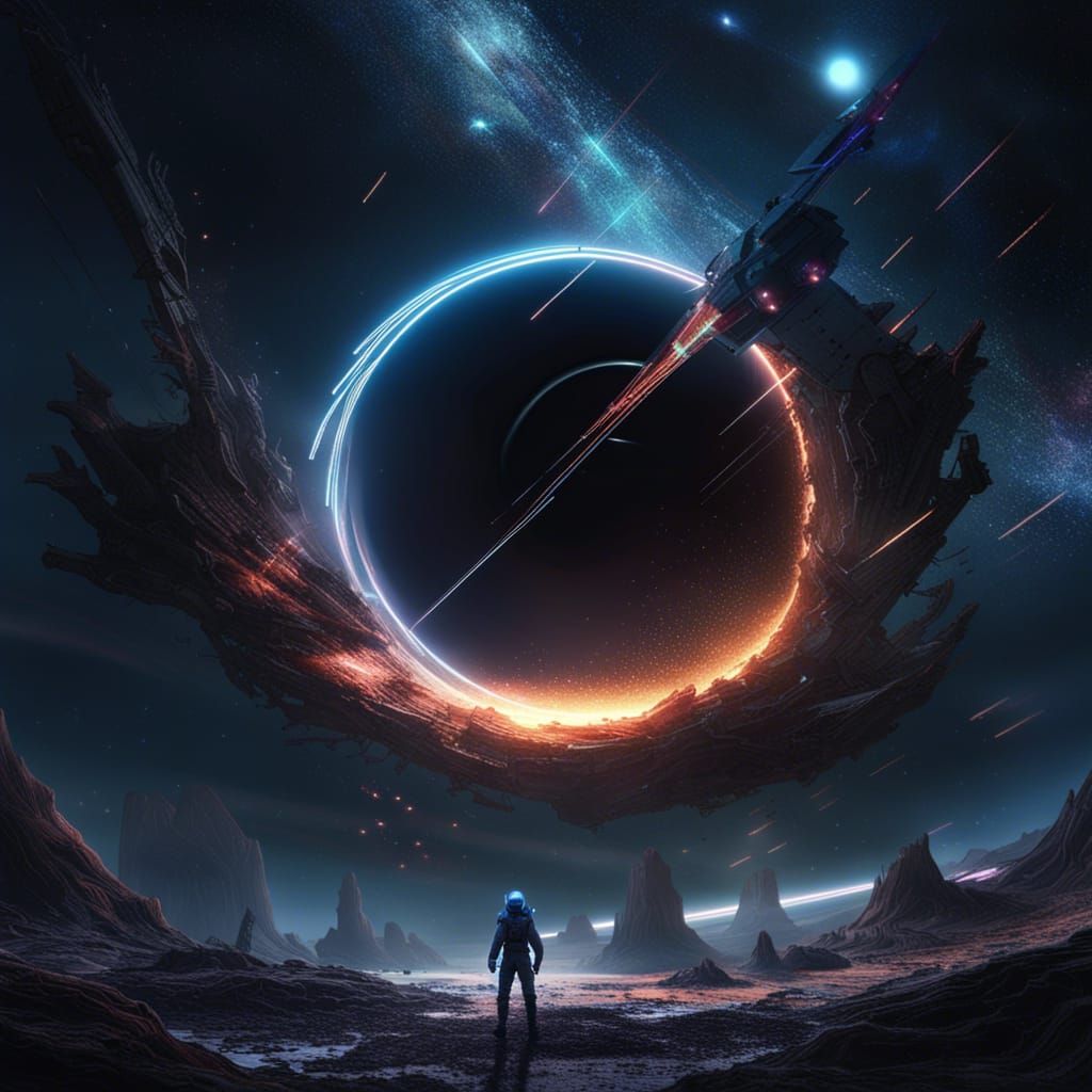 Futuristic Battle Under a Starry Sky