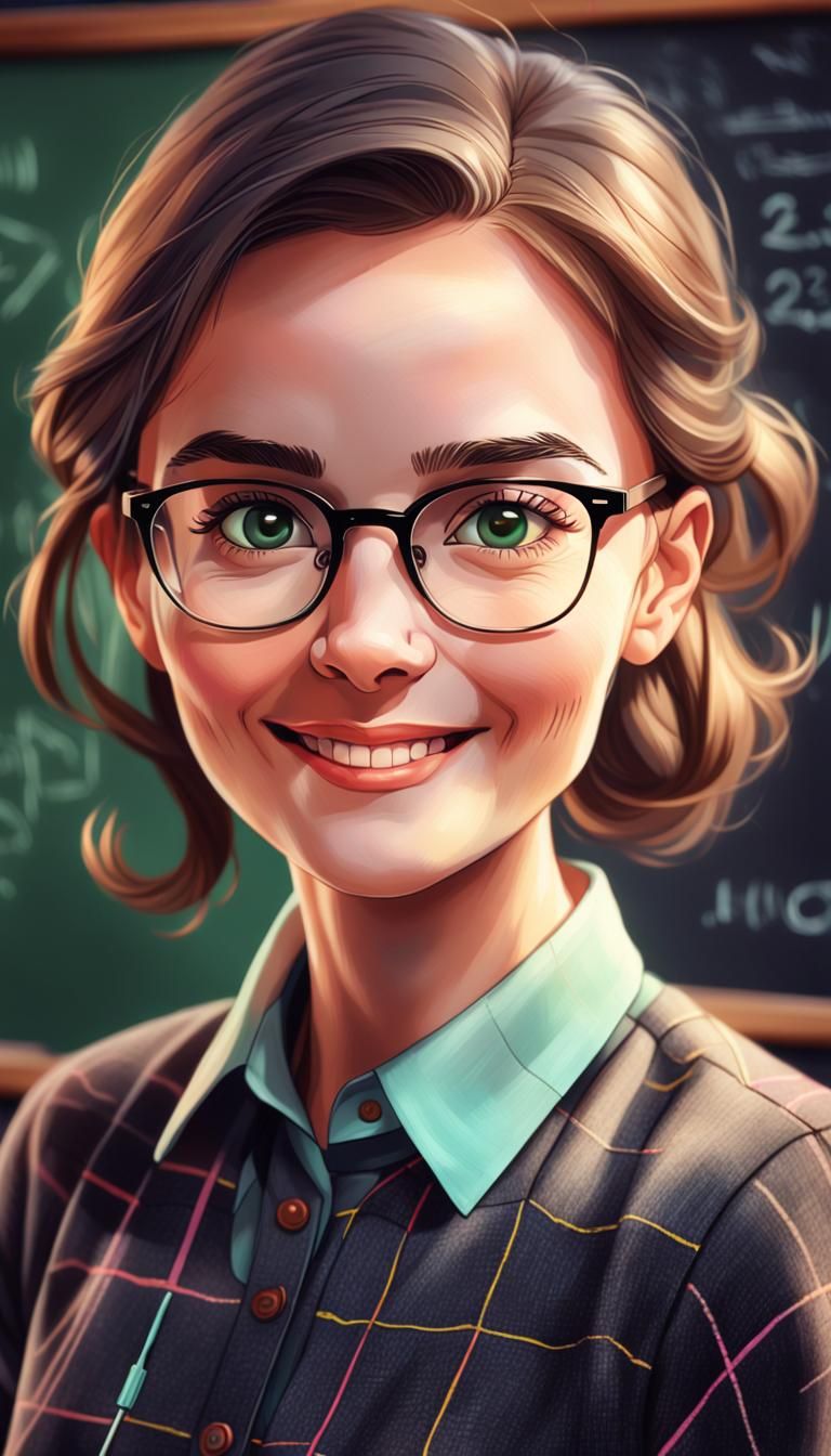 Female Teacher Portrait in Hyper-Realistic Digital Art
