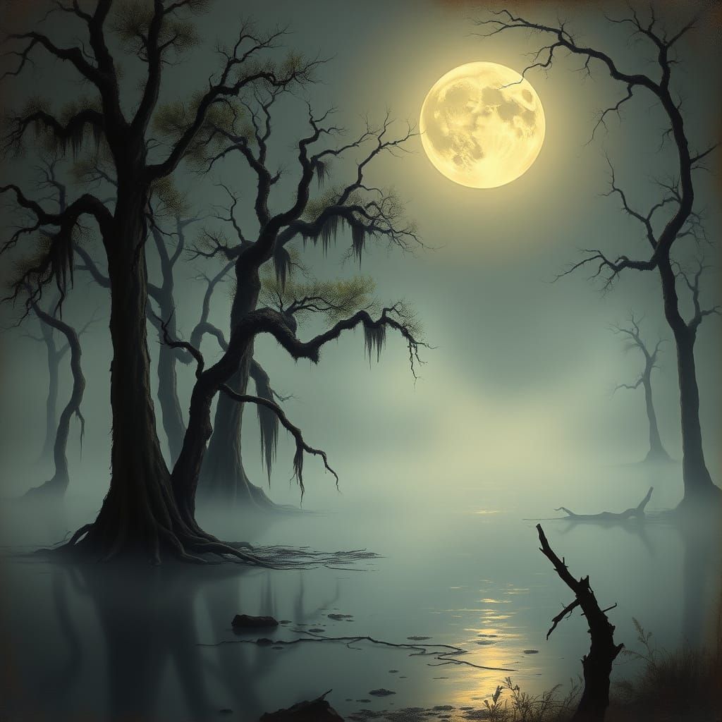 Moonlit Bayou in Romantic Style