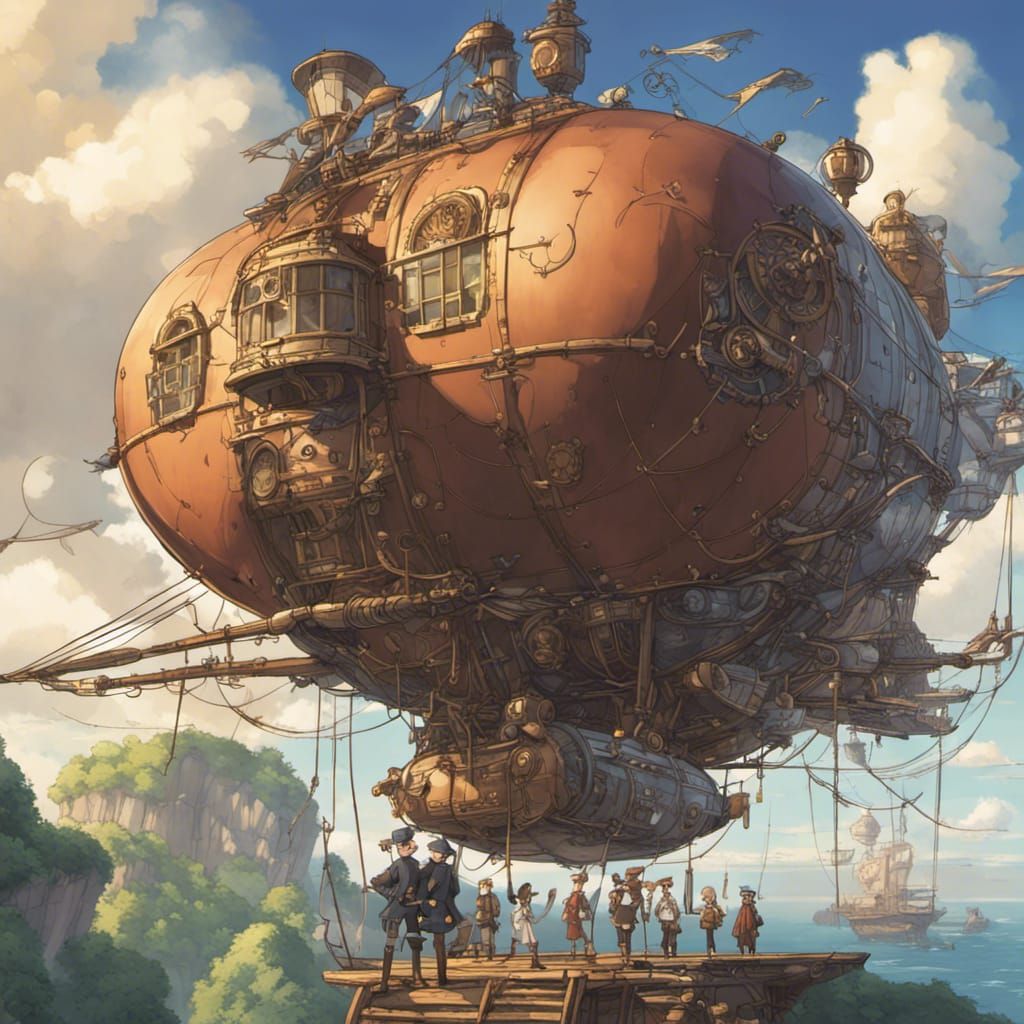 Steampunk Airship with Fox Pirates, Anime Key Visual