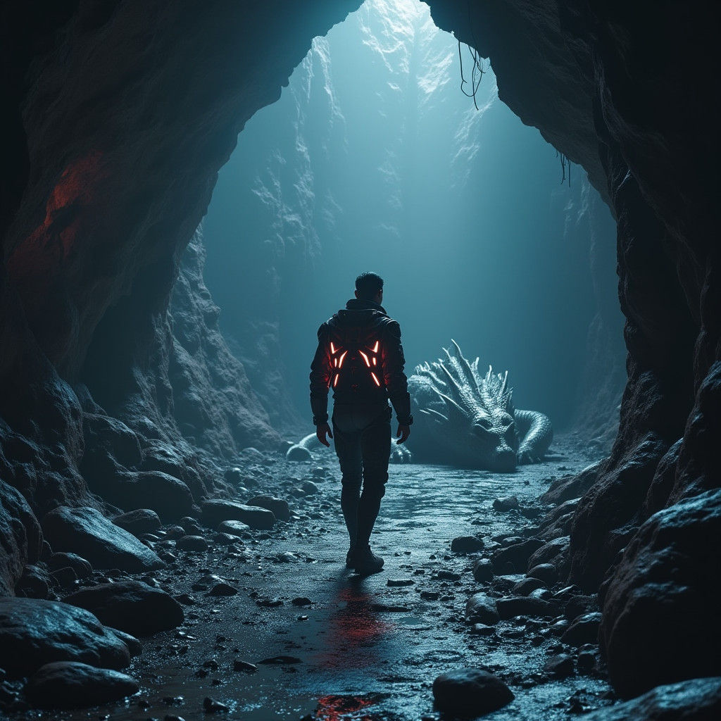 Cyberpunk Explorer Enters Dragon's Cave