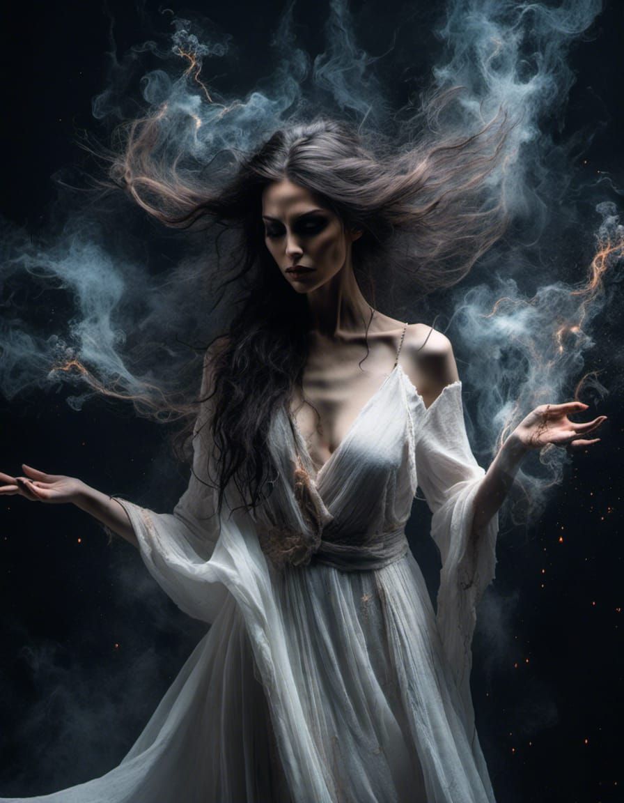 Dark-Haired Woman Casting Magic Spell