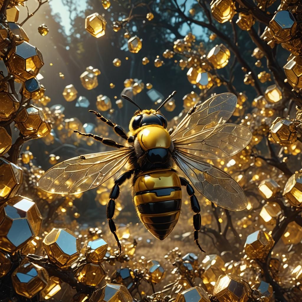 Giant Crystal Bee: Ethereal Digital Art
