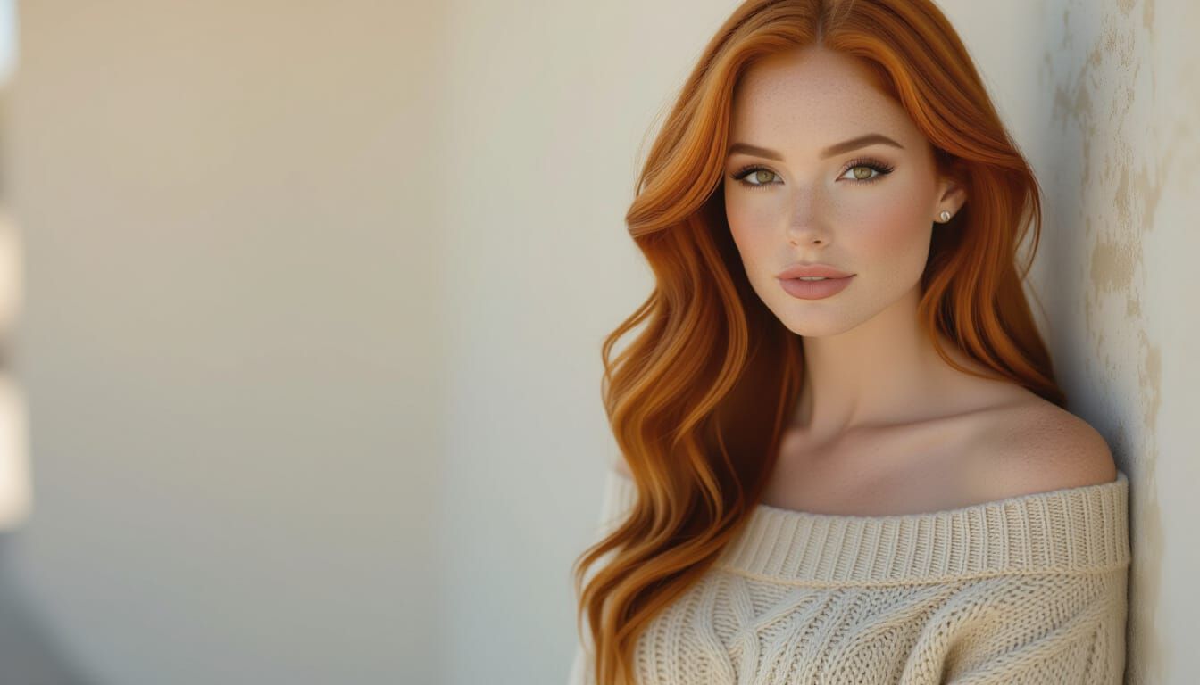 Ginger Woman in Sweaterdress, Cinematic Film Still