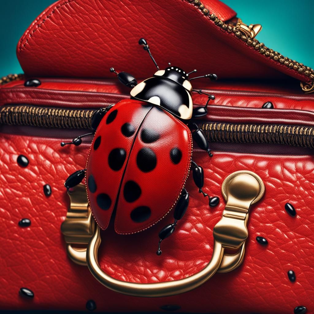 Ladybug on a Purse: Macro Splash Art
