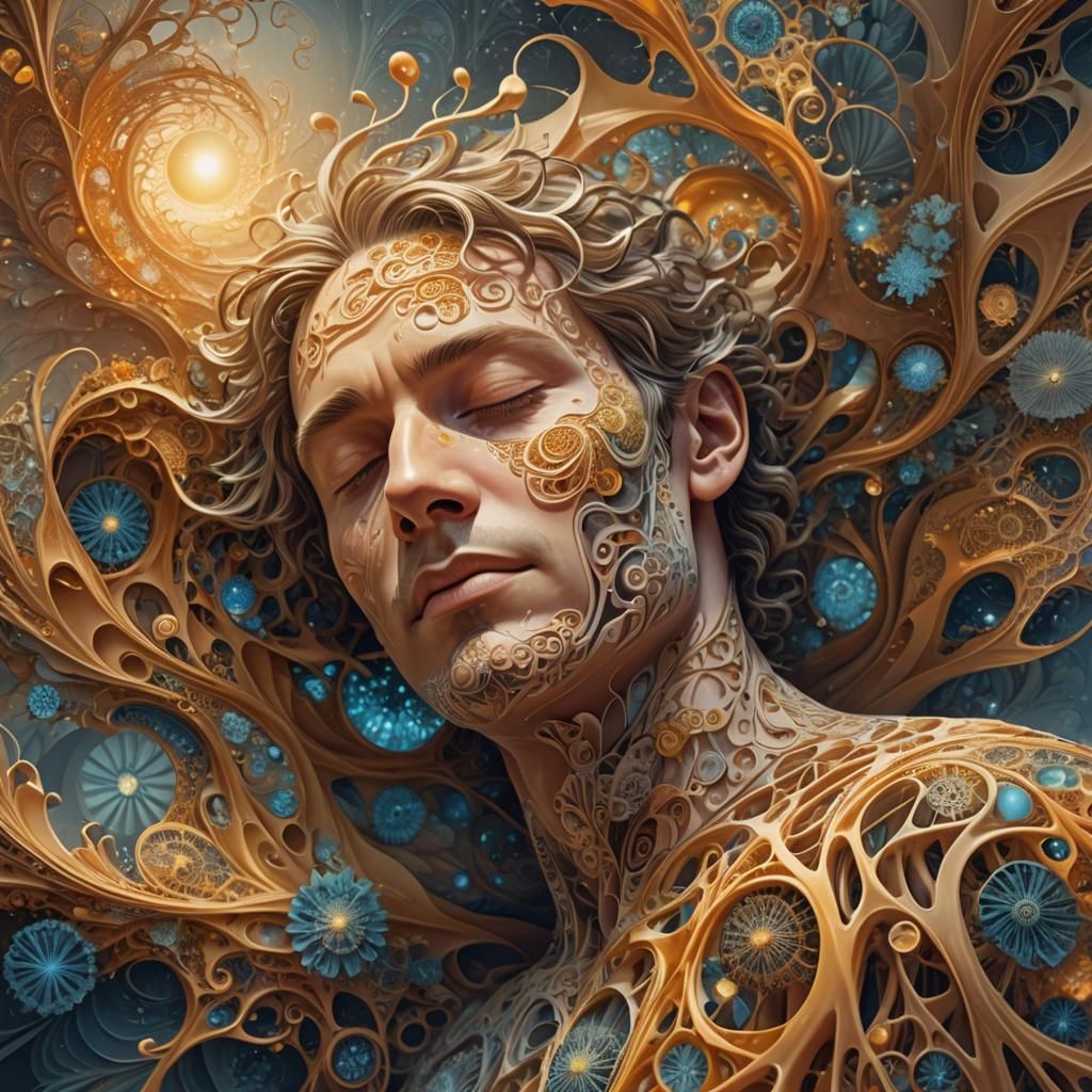 Surreal Dreamscape: Abstract Fractal Portrait in Digital Art