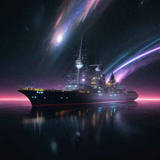 Spaceship in Outer Space: Hyper-Realistic Digital Art