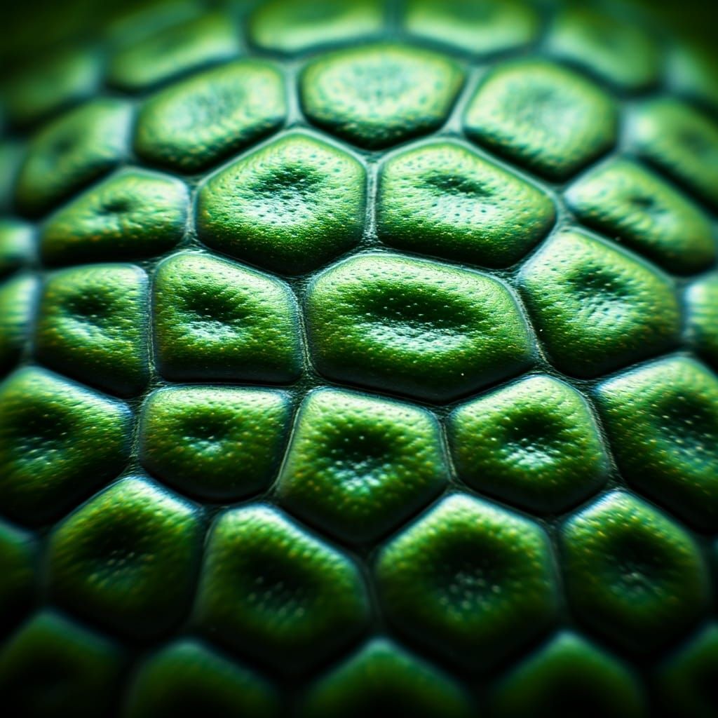 Hyperrealistic Macro Photo of Gecko's Green Skin