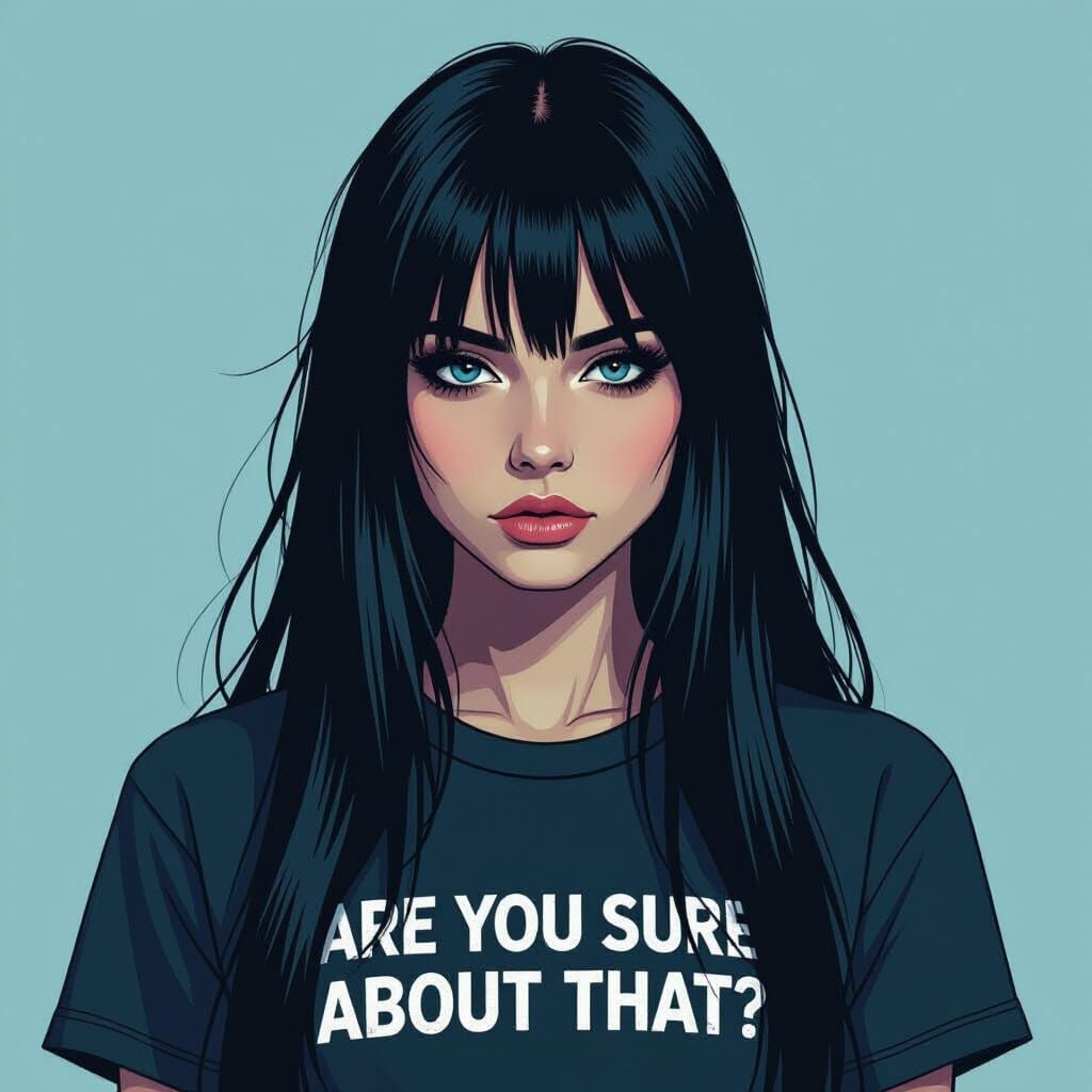 Emo Girl in Dystopian Glitch Art Style