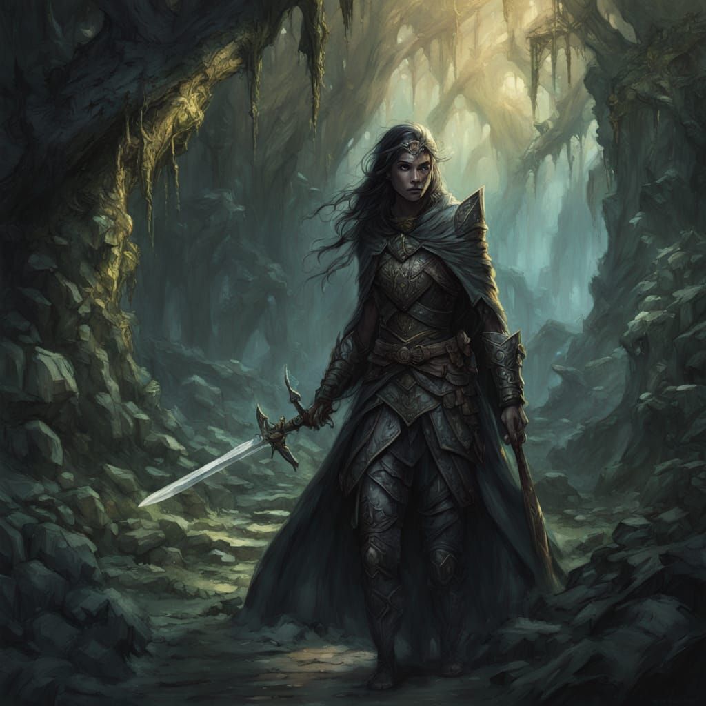 Dark Elf Assassin Embarks on a Jungle Quest in Fantasy Illus...