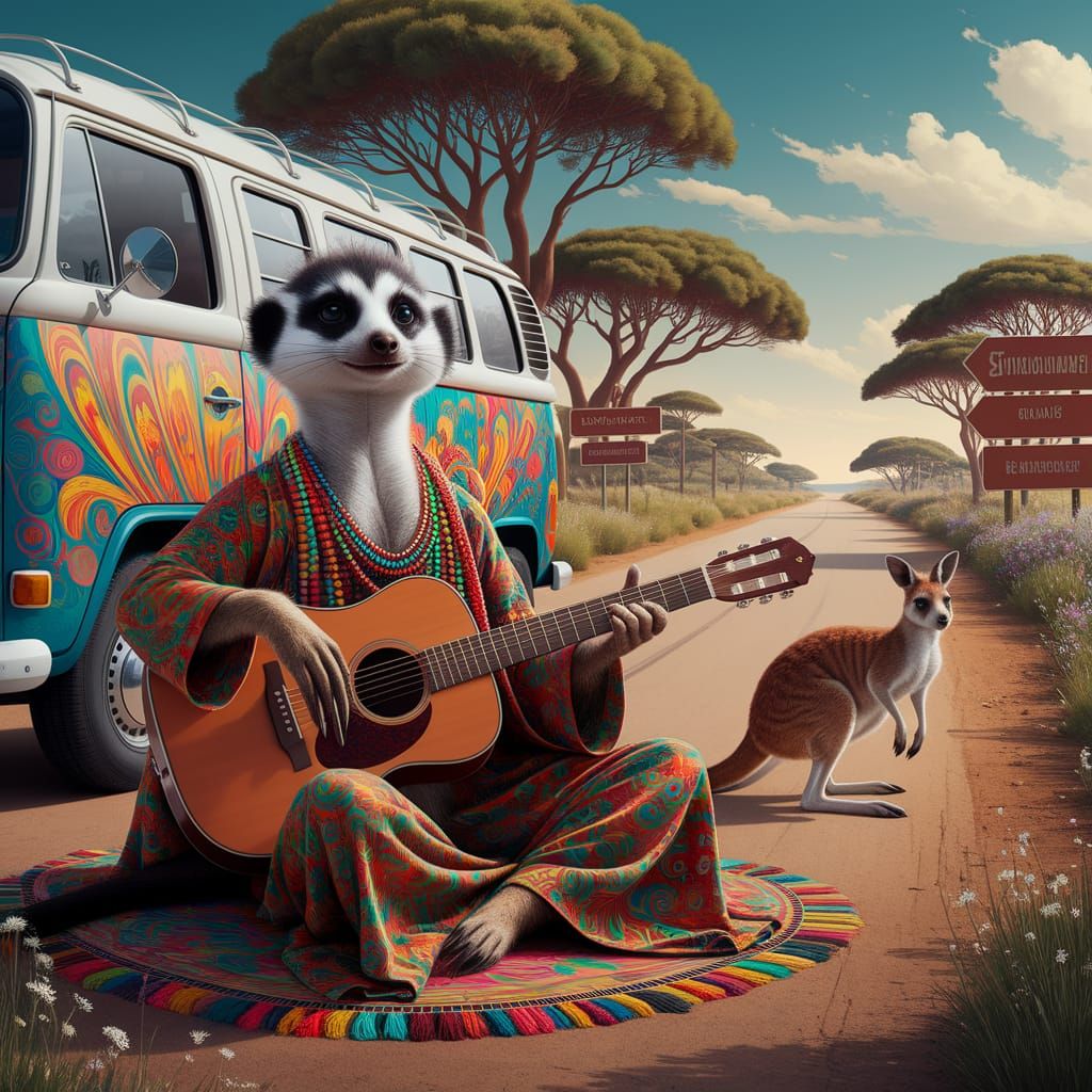 Meerkat Hippie Road Trip in the Australian Outback