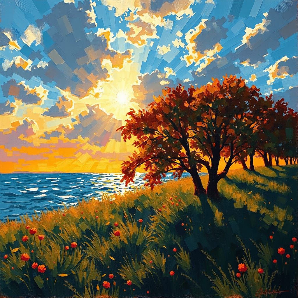 Vibrant Rays of Light in Surrealist Art