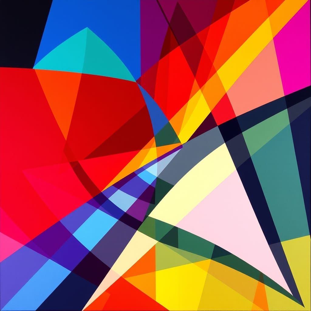 Vibrant Geoglyphic Abstraction in Synchromist Style