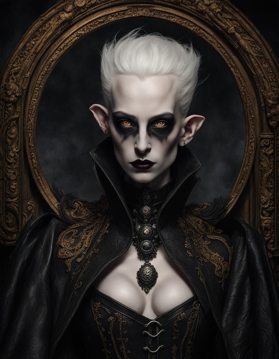 Gothic Dark Elf Portrait in Hyperreal Style