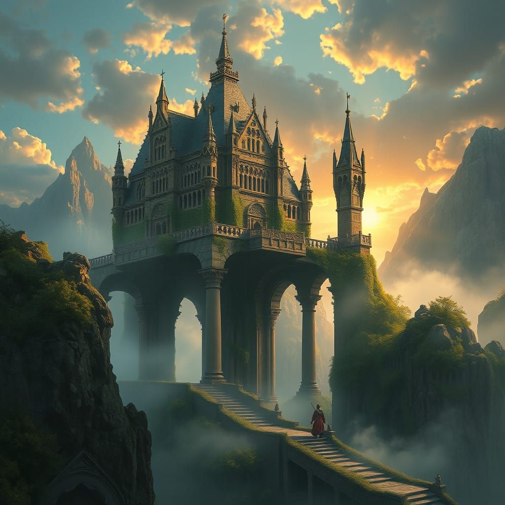 Medieval Monastery in Enchanted Landscape