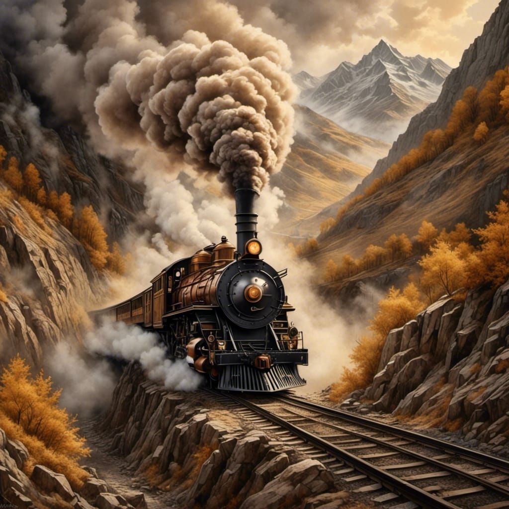 Victorian Steam Train Emerges as Oil Painting