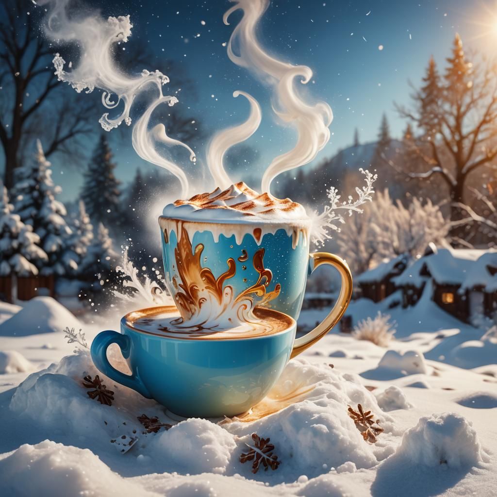 Latte on Snow: A Matte Oil Painting