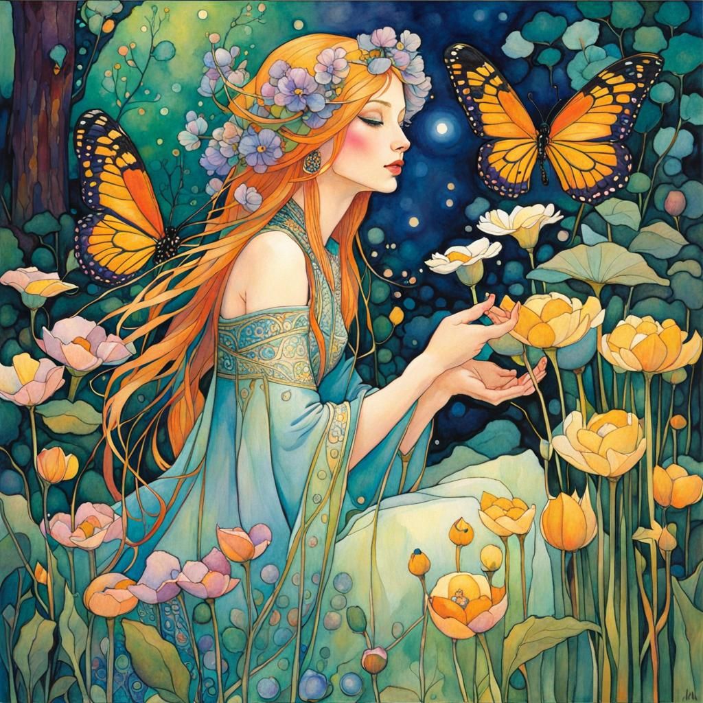 Enchanted Faerie World in Watercolor and Oil Painting