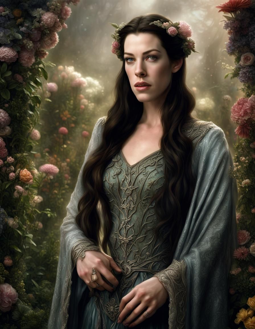 Arwen Elf Portrait in Digital Matte Painting Style