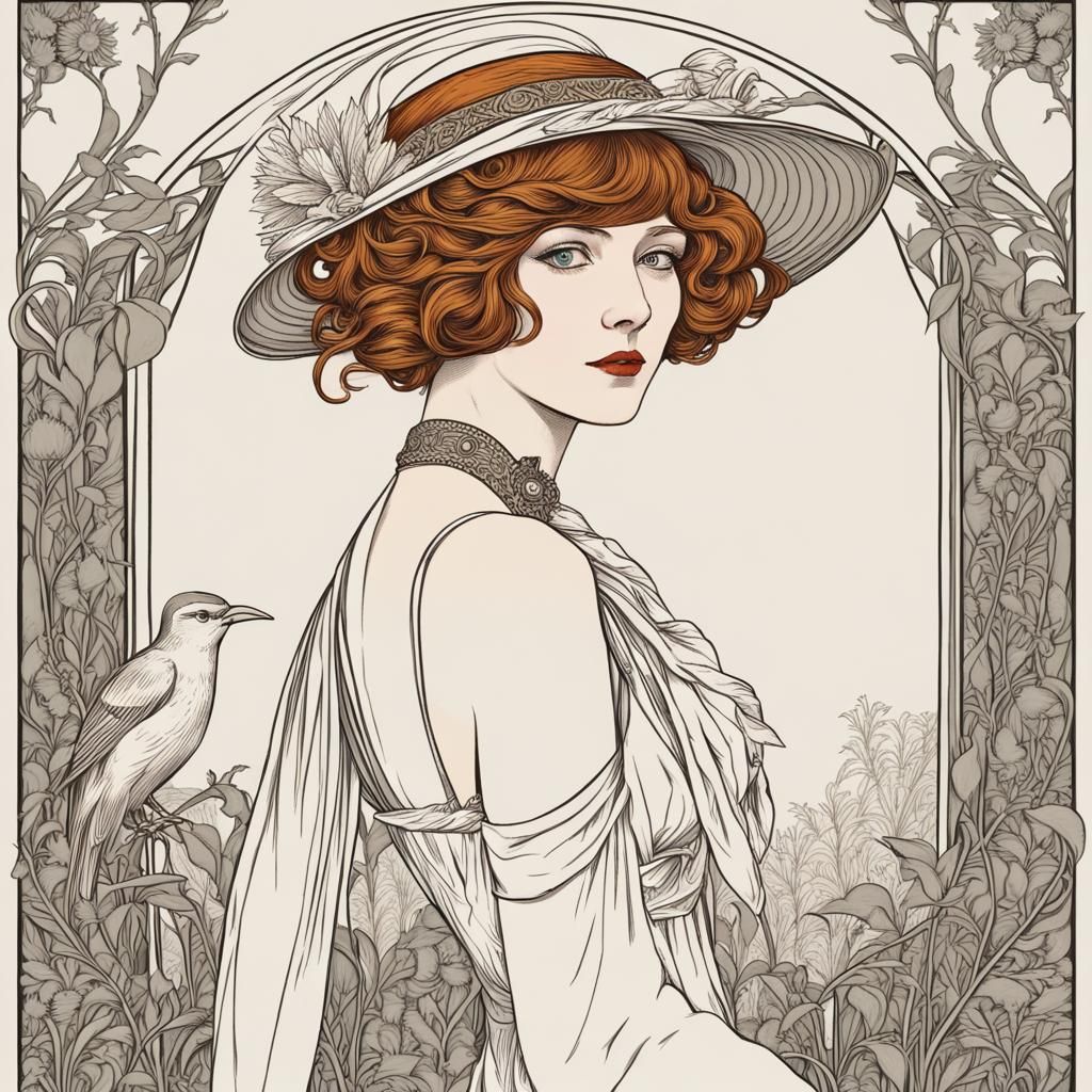 Woman in Art Nouveau Style