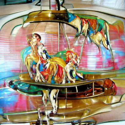 Ornate Antique Carousel Horse with Gold Leaf