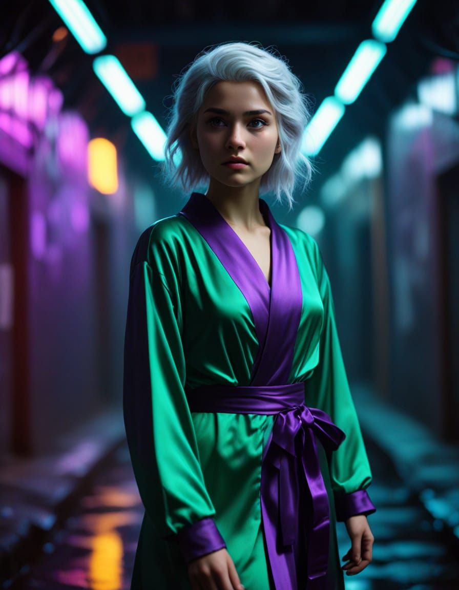 Lyra Runs Through Cyberpunk Tunnels at Night