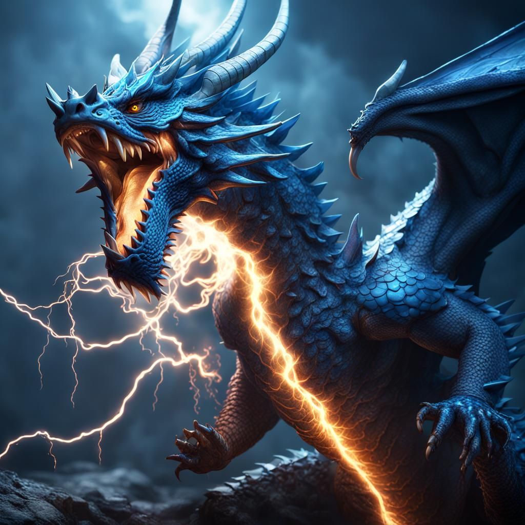 Blue Dragon Unleashing Electric Power
